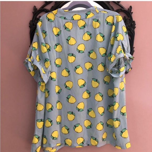 ModCloth Ideal Discovery Lemon Print Short Sleeve Blouse - Picture 2 of 4